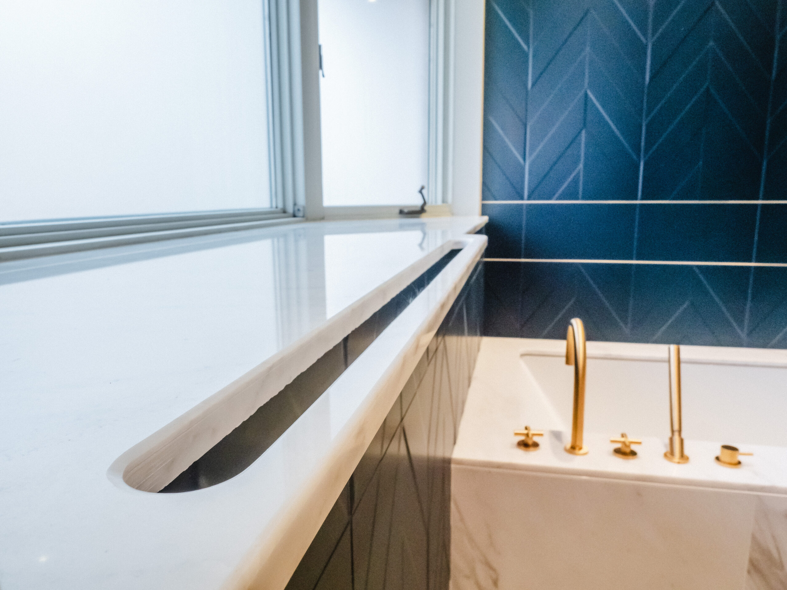 custom marble towel holder detail