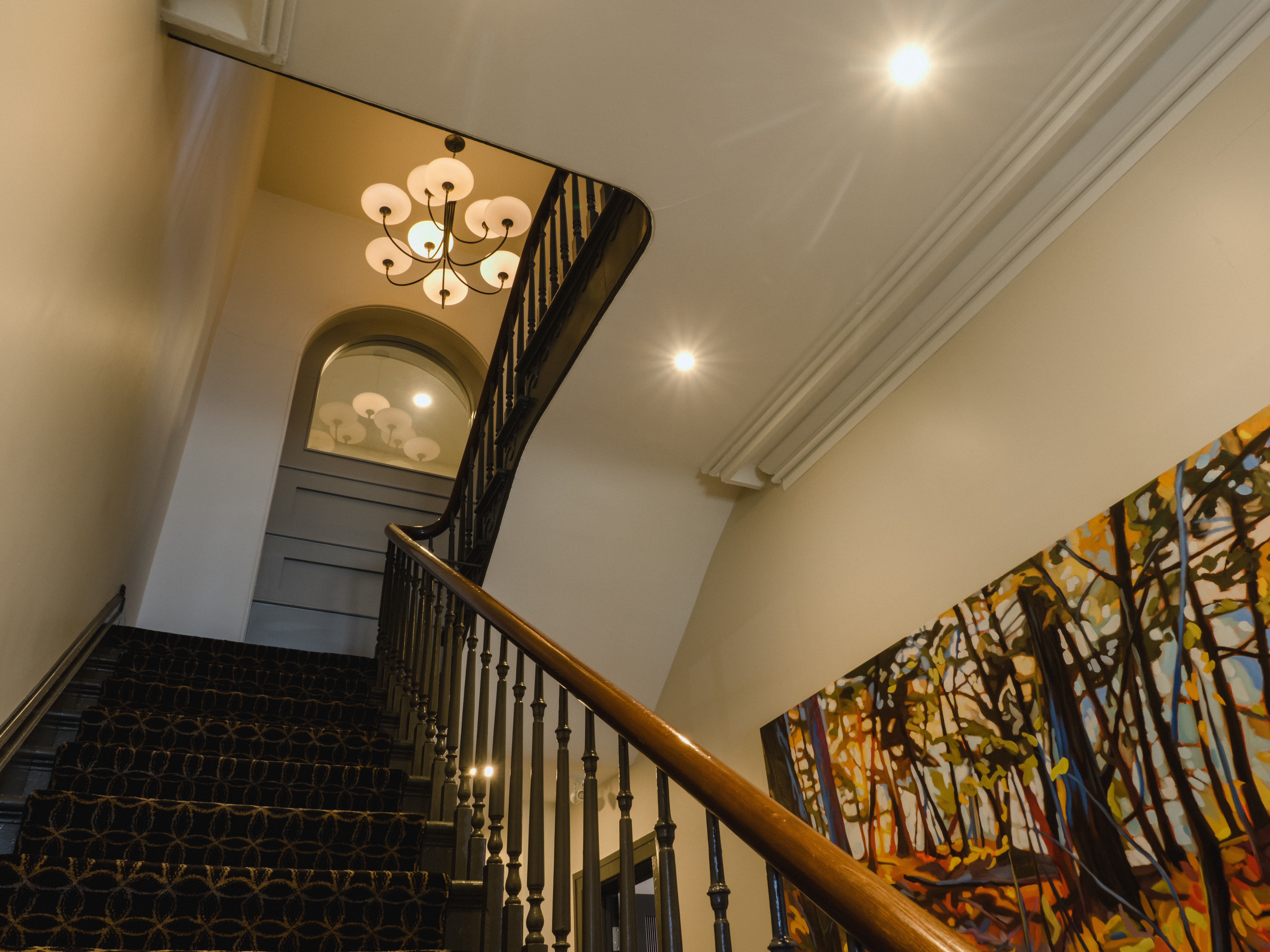 Professional office environment blending 1850s detailing with modern comfort