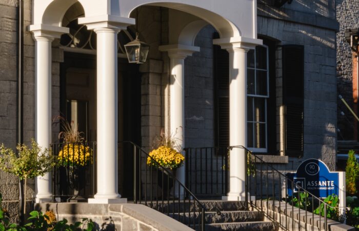 Renovated heritage office with new classical entry portico