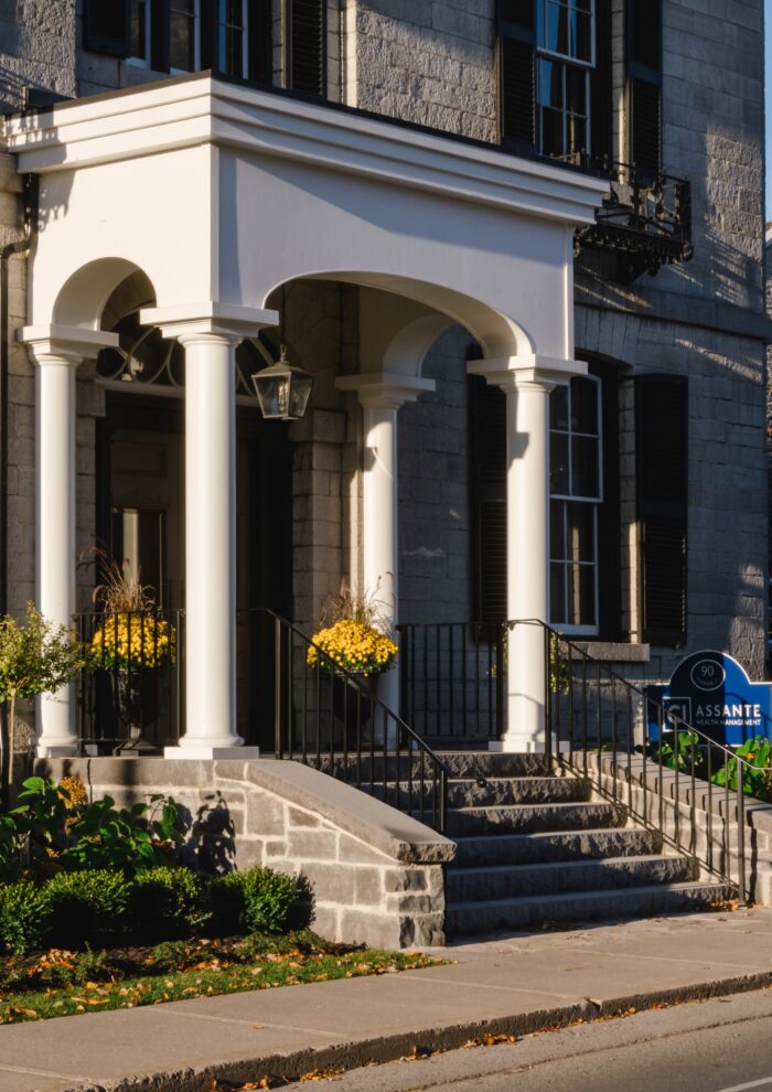 Renovated heritage office with new classical entry portico