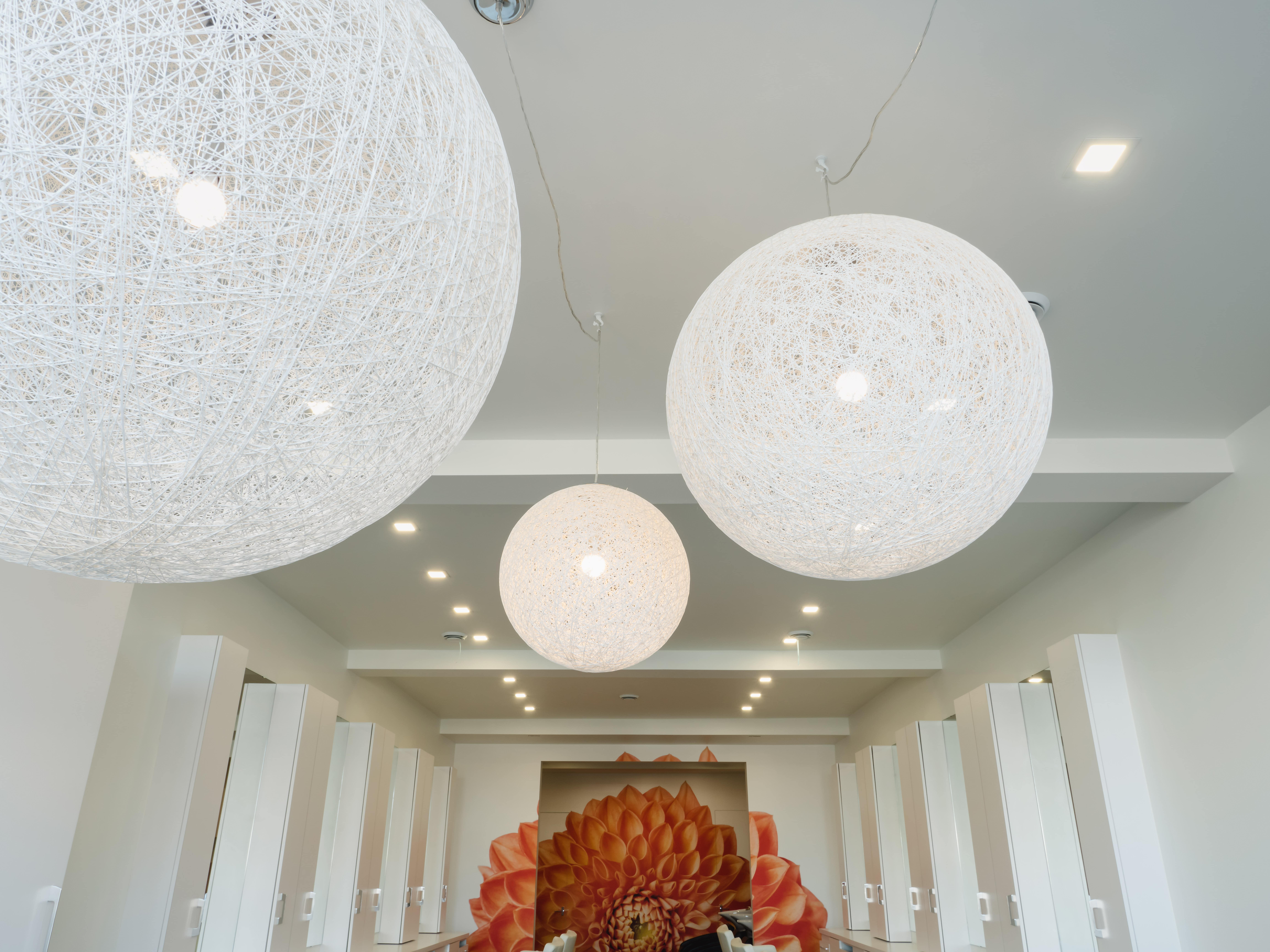 close up of pendant lights